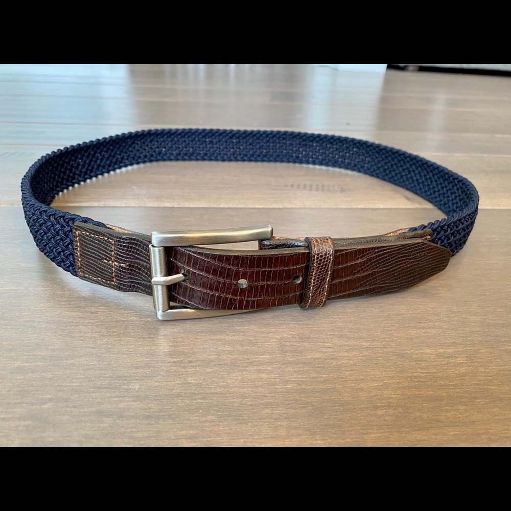 Blue Braided Belt with Brown Snakeskin Buckle - Picture 2 of 7